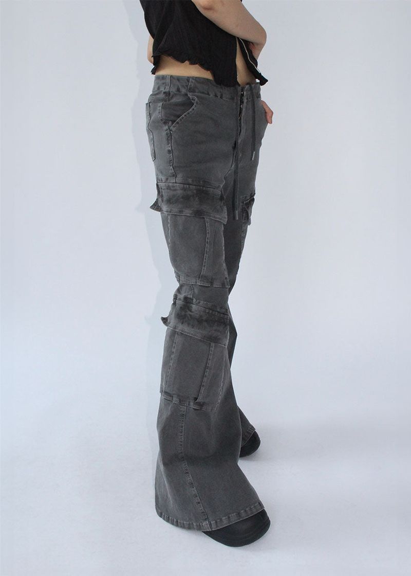 LOW GREY CARGO BOOTS CUT DENIM