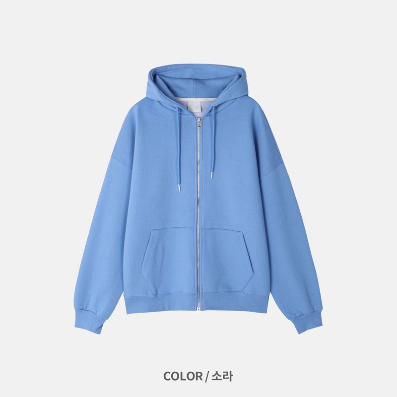 Essential Two-Way Overfit Hooded Zip-Up 12C