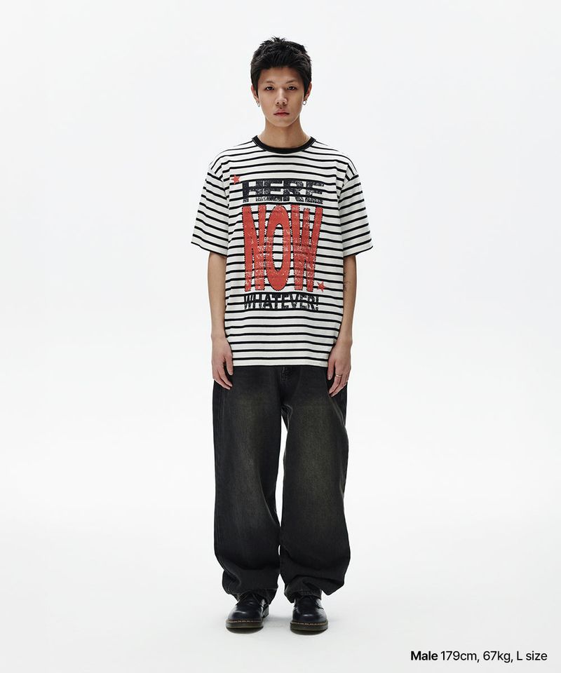 HERE NOW ストライプTシャツ