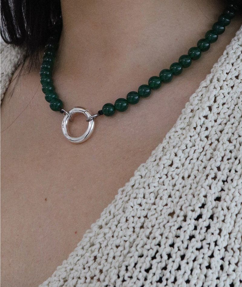 [MADE] Capsule02 Silver Open Pendant Gemstone Necklace _Green