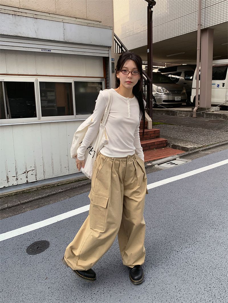 BUTTON RIBBED LONG SLEEVE (4C)