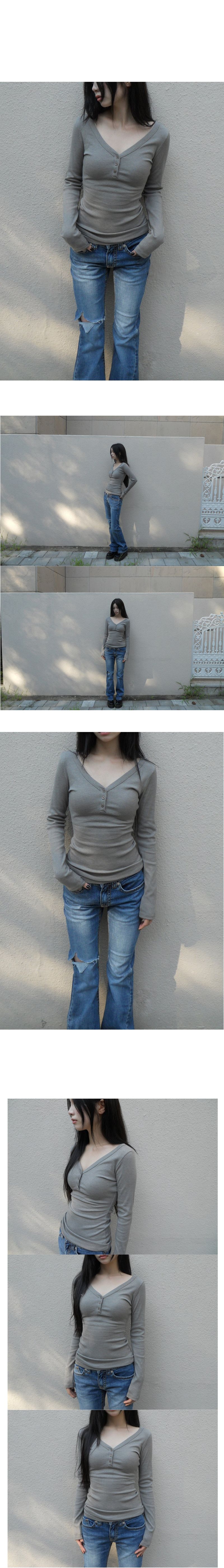 slim button tee