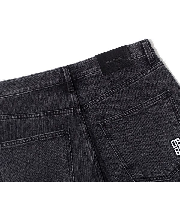 LB Chain Denim Wide Bermuda Shorts (Black)