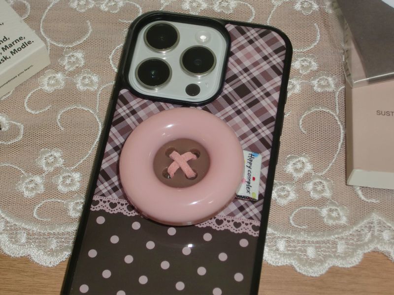 【MagSafe】ビンテージパッチケース_ピンクブラウン