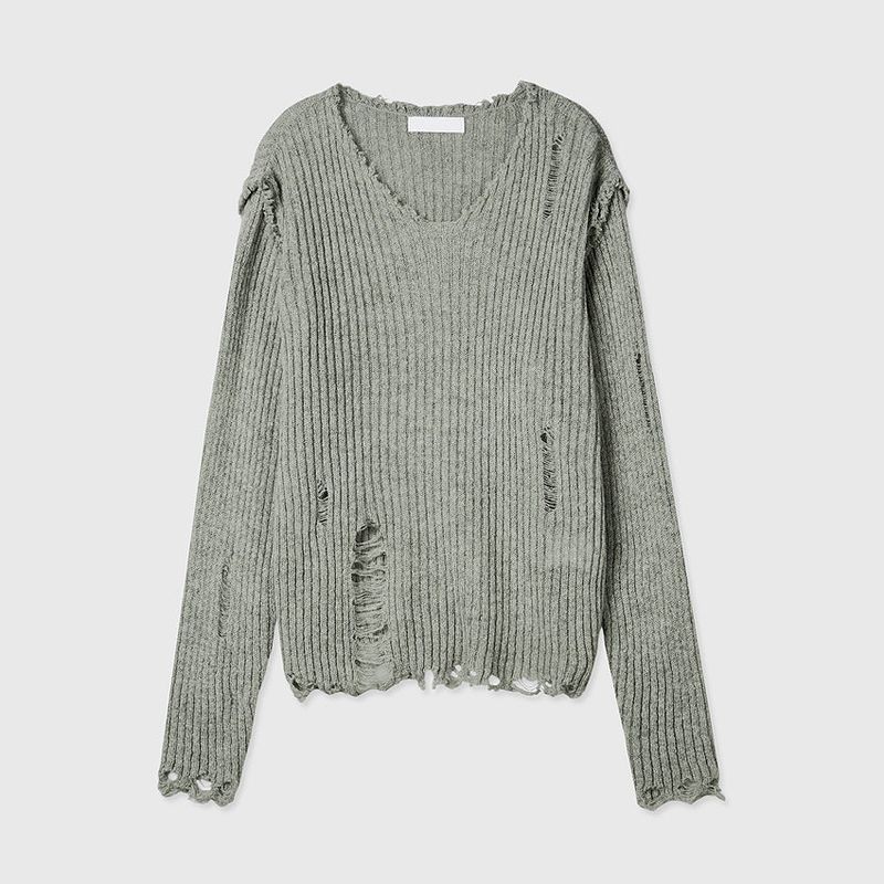 No.1168 damage V thin KNIT (3color)