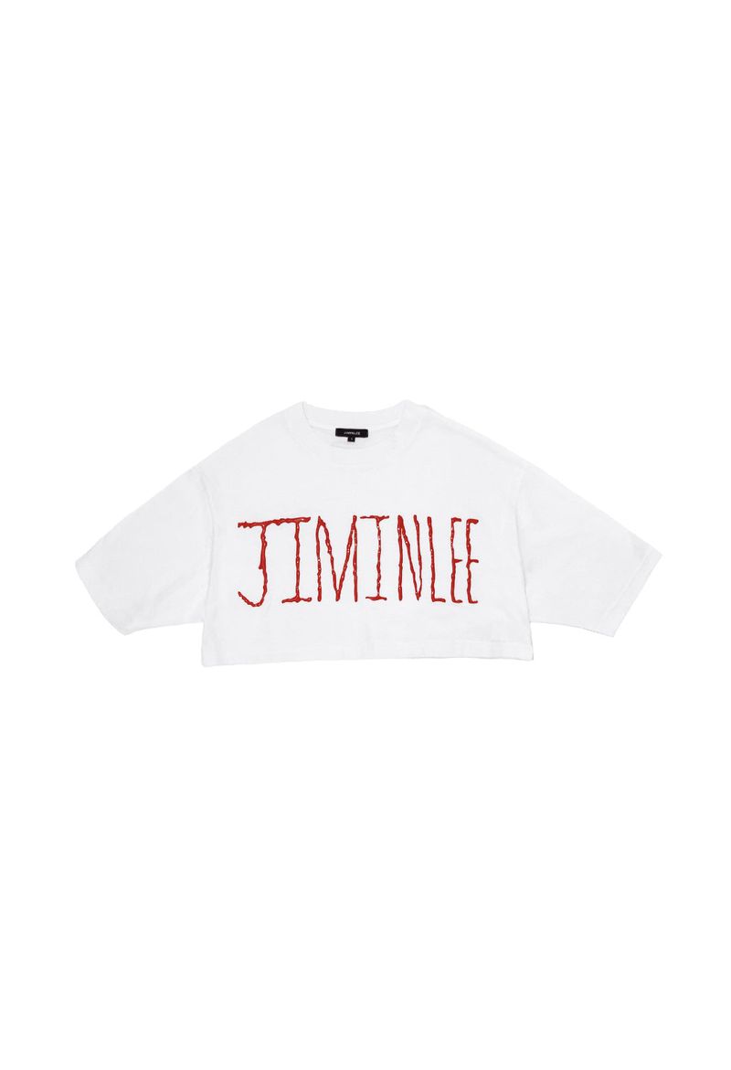 JIMINLEE(ジミンリ)の「SIGNATURE LOGO DRAWING CROP T-SHIRT WHITE(Tops)」
