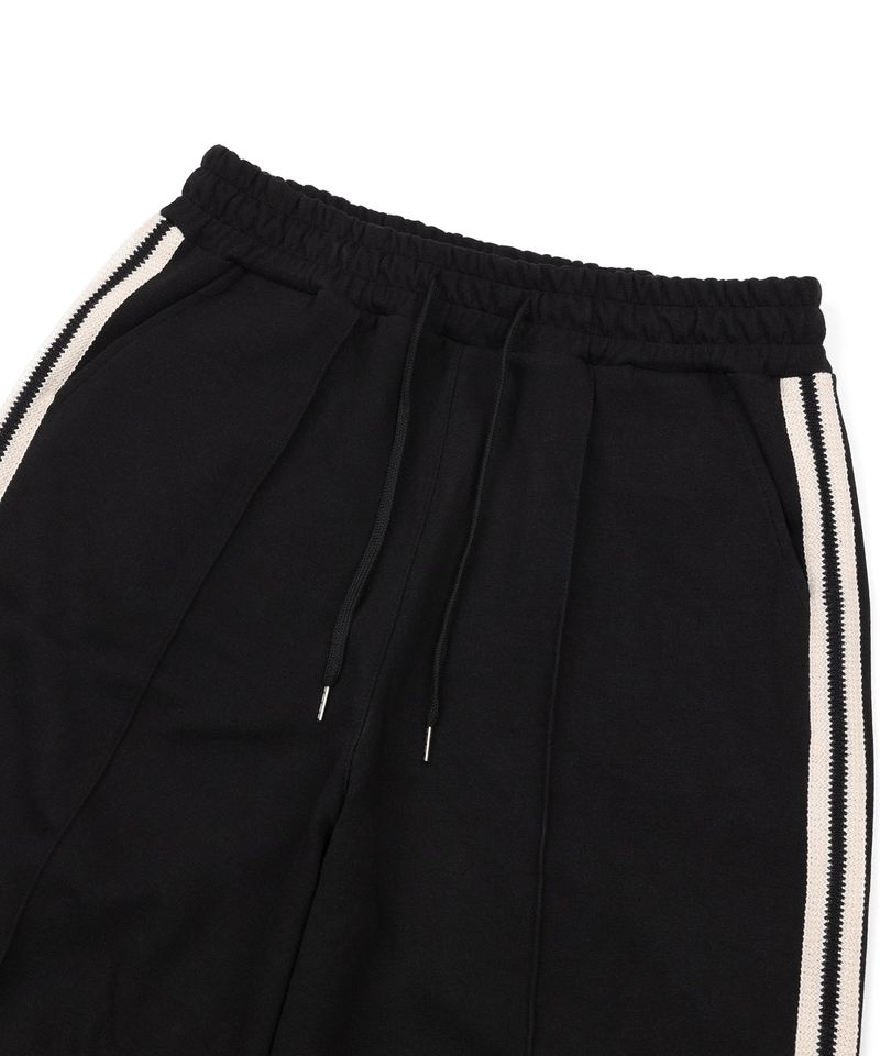 Track Line Pintuck Sweatpants - Black