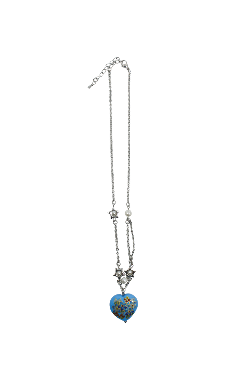 Flower love star necklace (Clear/Blue)