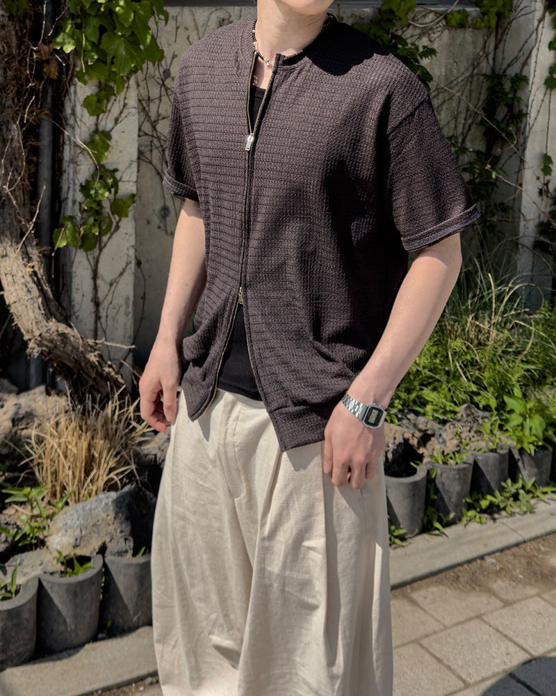 Rell Short Sleeve Knit Zip-Up