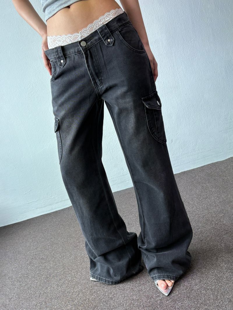 Semi Heart Side Cargo Loose Bootcut Pants 3color