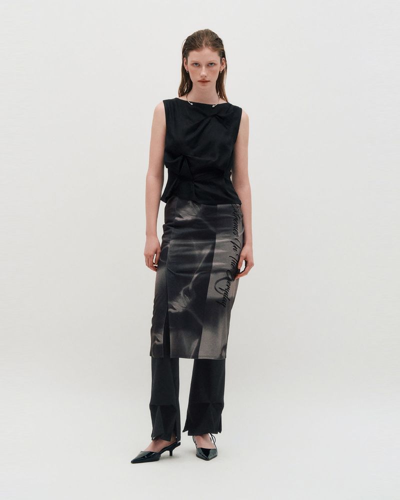 Pinched Slit Pants _ Black