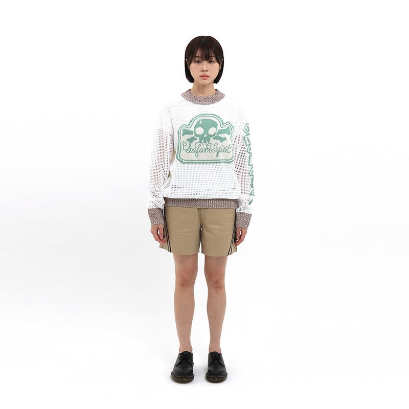 MULTI SKULL MESH KNIT (IVORY/MINT)