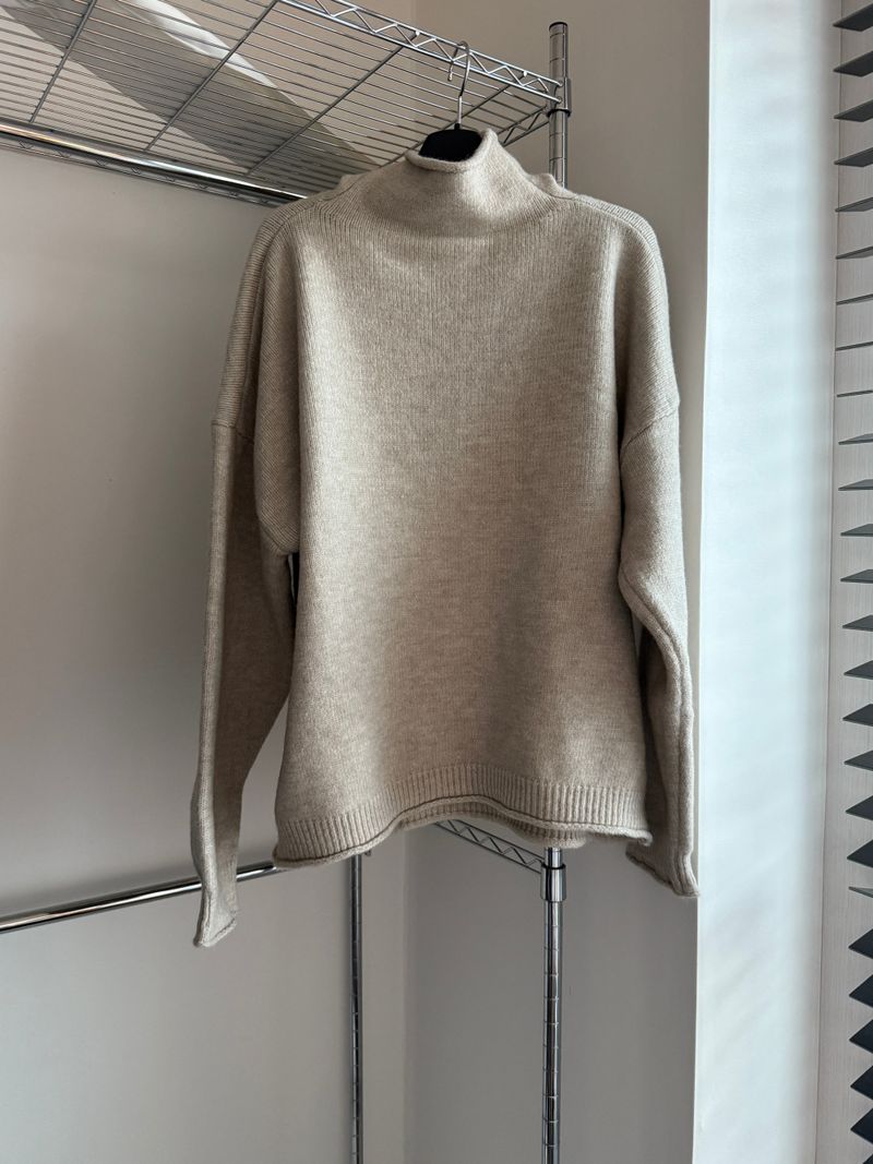 High-neck button knit (3 colors)