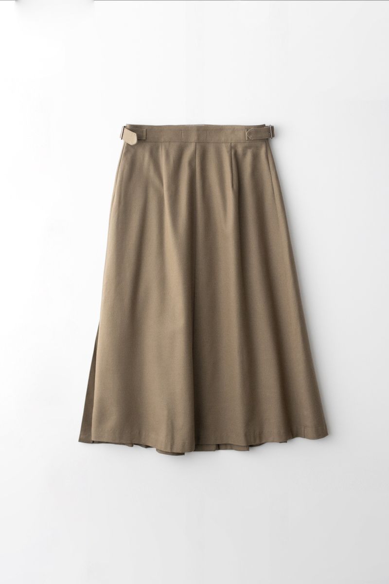 Wrap pleats skirts (Brown)