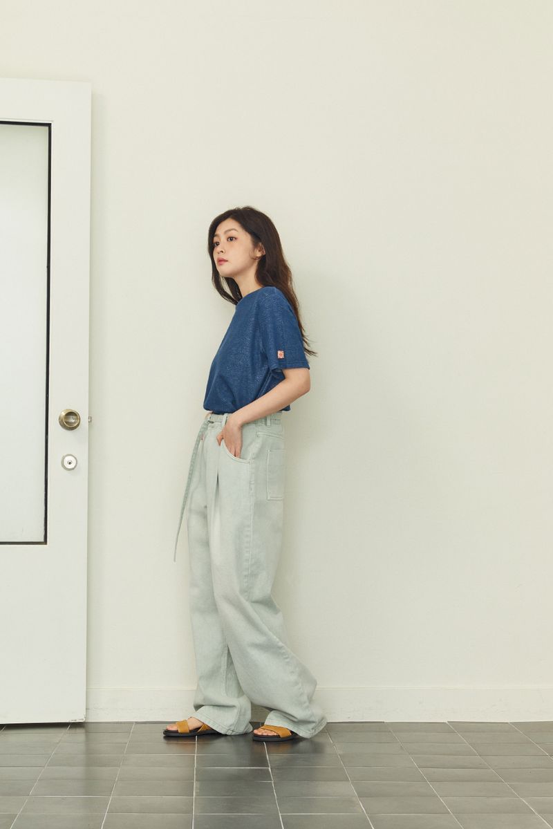 ALARM ONE TUCK BELTED DYEING PANTS MINT_WOMAN