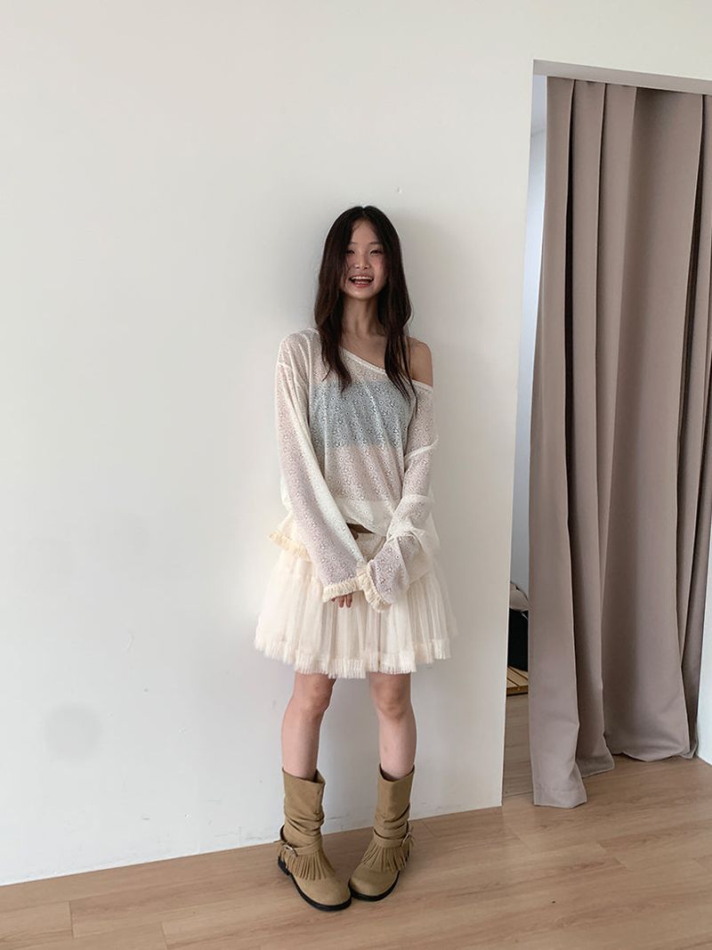 POM CHIFFON SKIRT (2C)