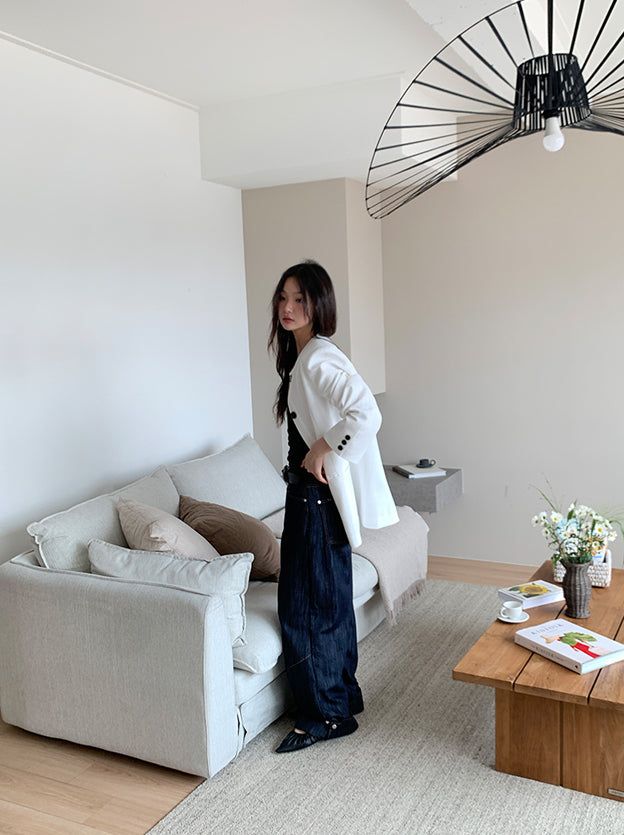 NON COLLAR LINEN JACKET (2C)