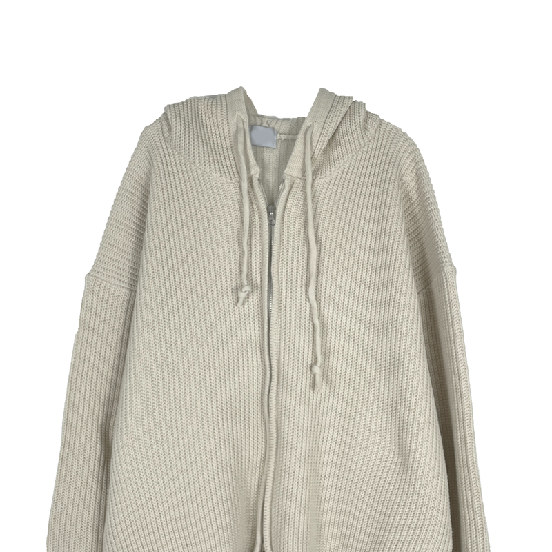 Warm hooded knit zip-up