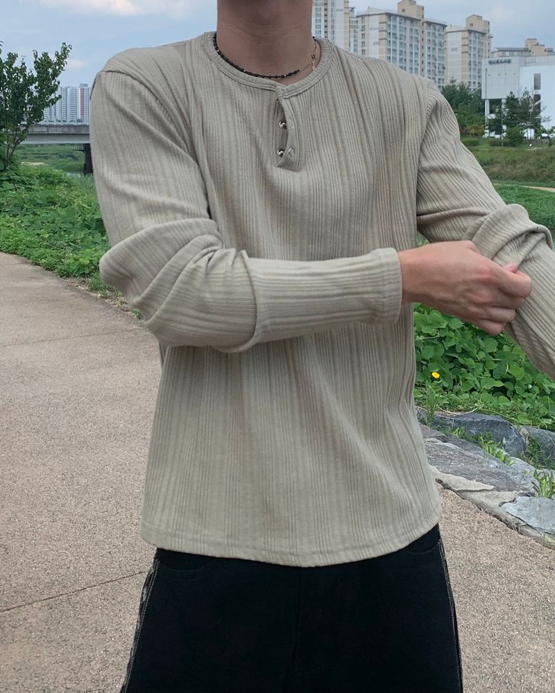 Corduroy Slim Henly Neck Long Sleeve