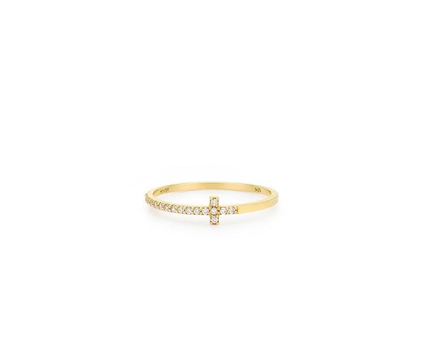 26SS★ Truly Essence 14K Cross Pave Ring