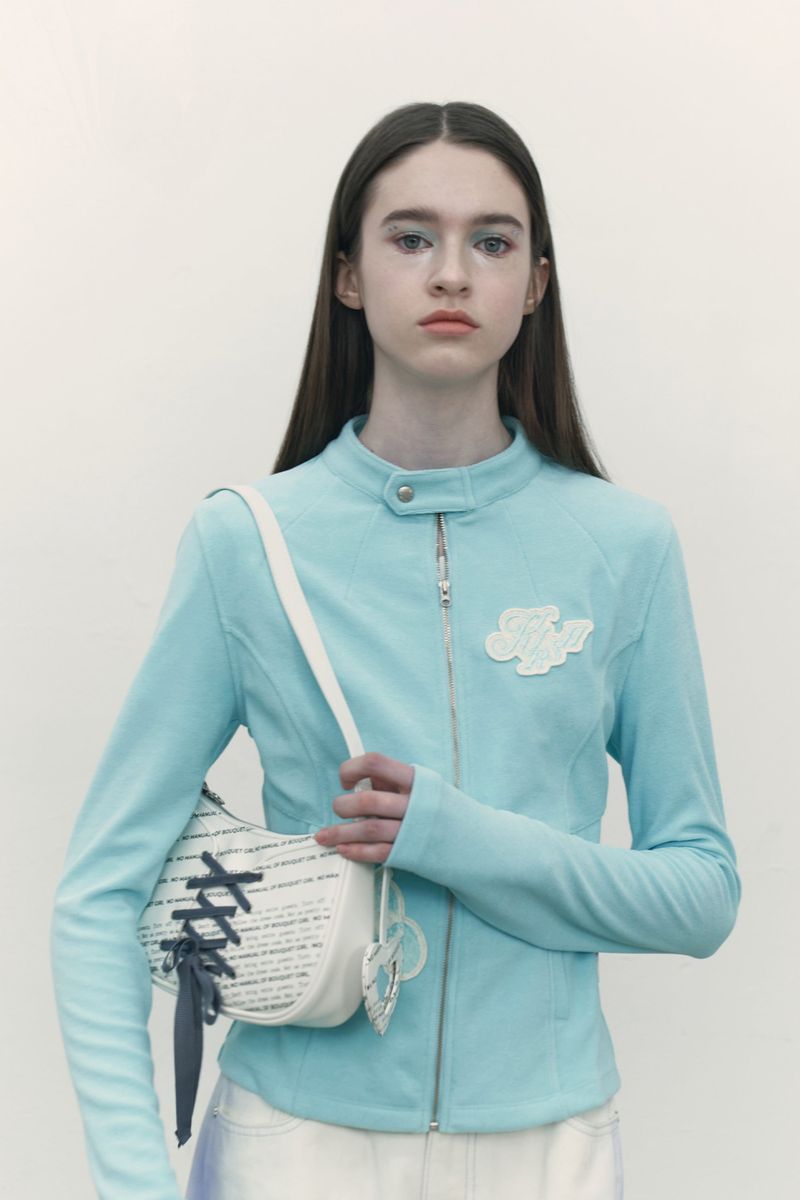 BOUQUET GIRL BIKER TERRY JACKET [ICE]