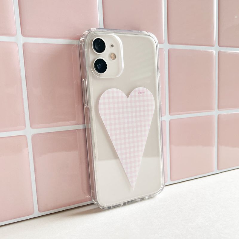 check pink heart jellhard phone case