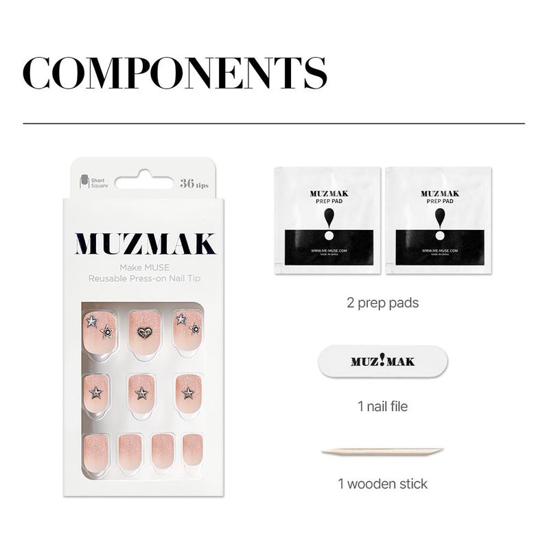 MUZMAK Reusable Nail Tip Angel Punk(Short Square)