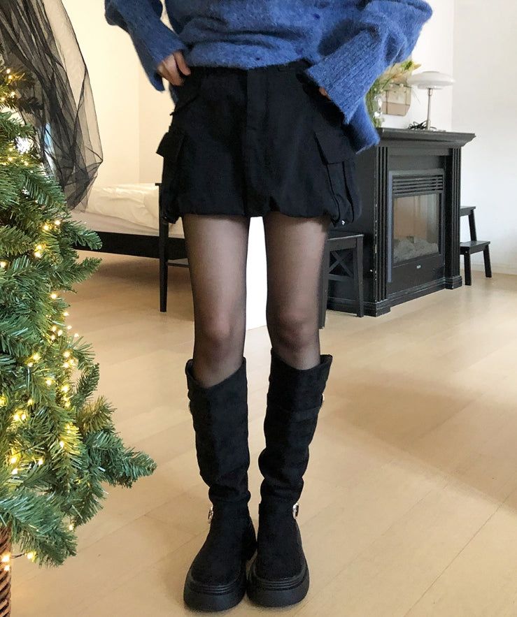 Double Buckle Suede Platform Sole Long Boots