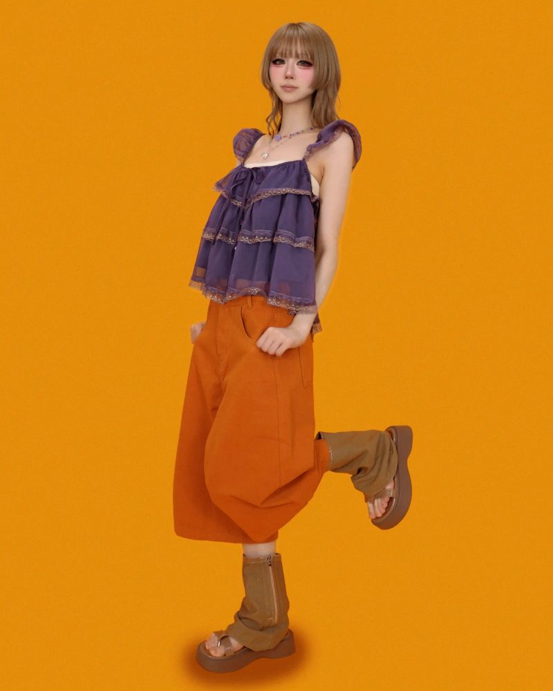 tok!tok! orange bermuda pants
