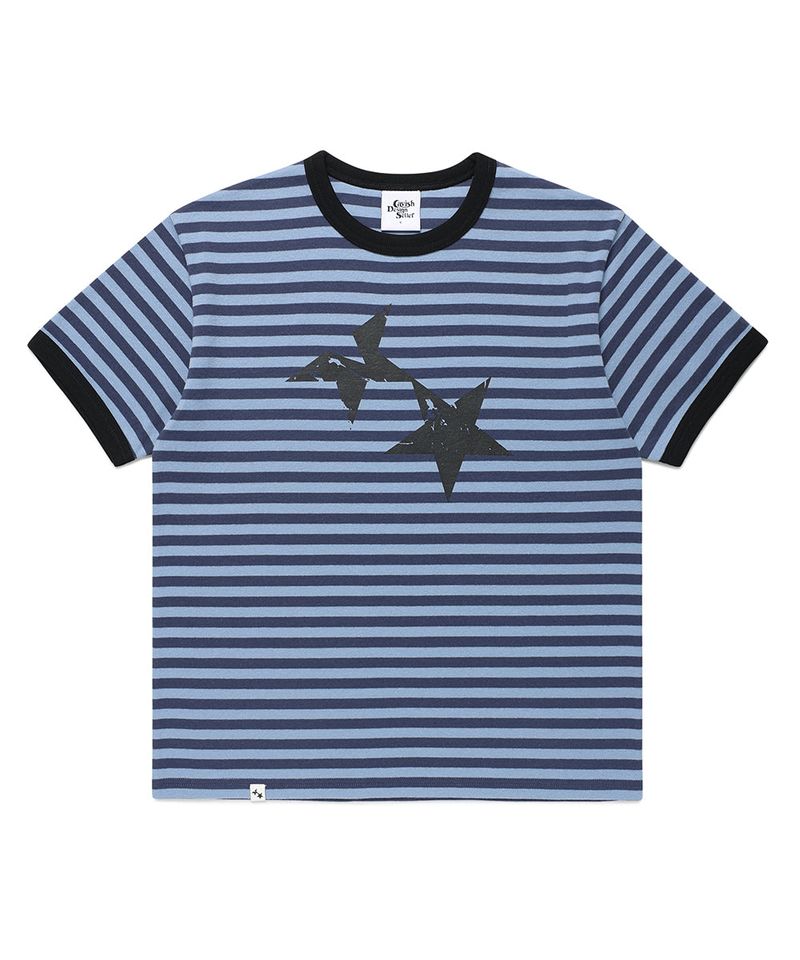 cavish（カビシ）の「STRIPED TWIN STAR RINGER SS TEE BLUE(CV2GMUT505A)（Tops）」