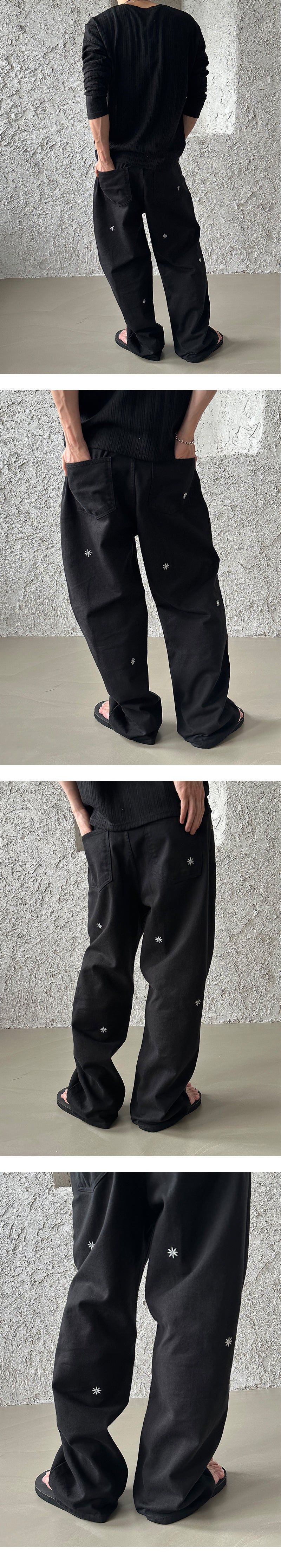 Minimal patch semi wide pants (3color)