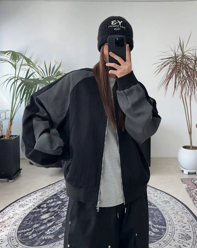 SATIIIZ（サティーズ）の「Veil crop color matching blouson（Jackets/Outerwear）」