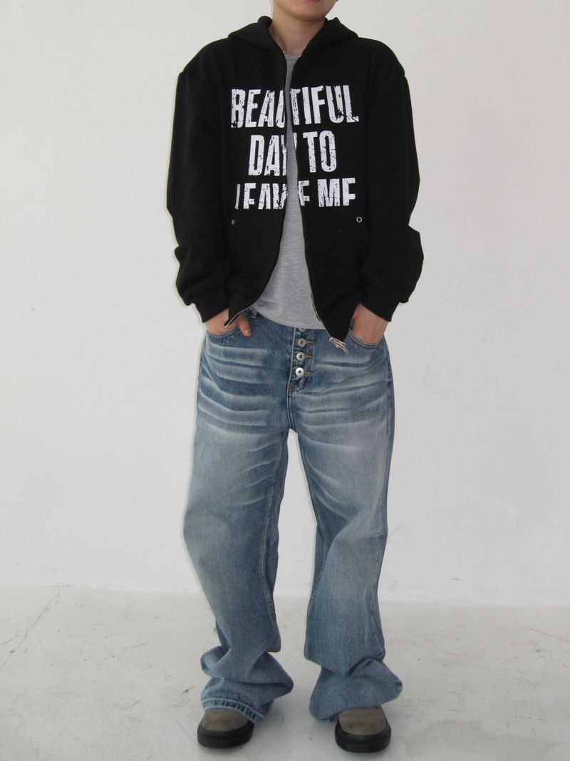 5-Button Fly Flared Denim Pants