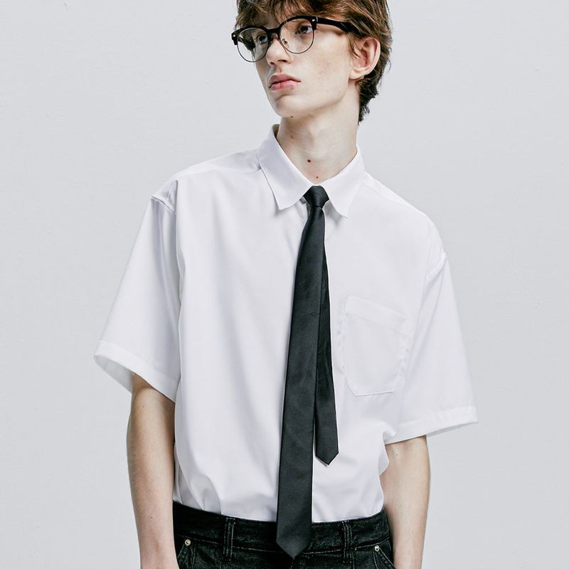 S SY（エスエスワイ）の「[SLIMTIE SET]fine twill tip half shirt white（Tops）」