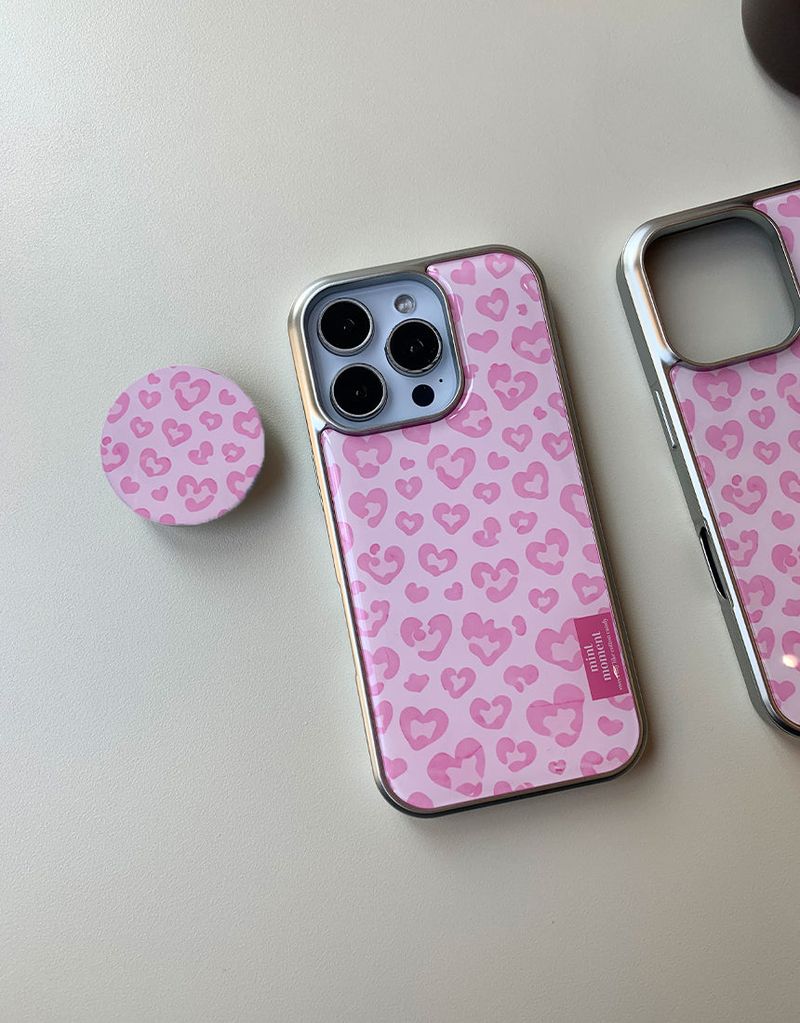 [MADE]スイートレオパード シルバーエポキシバンパー iPhoneケース