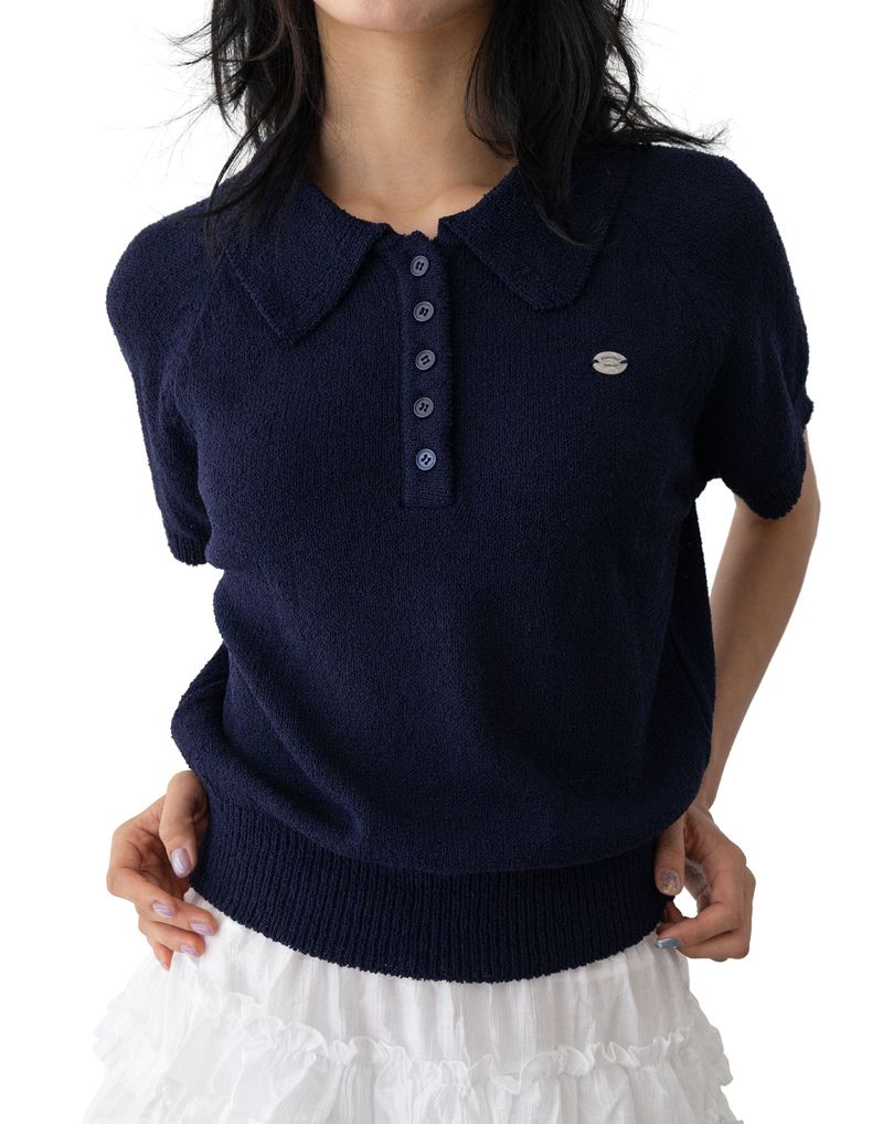 Monal Collar Short Sleeve Knit Tee