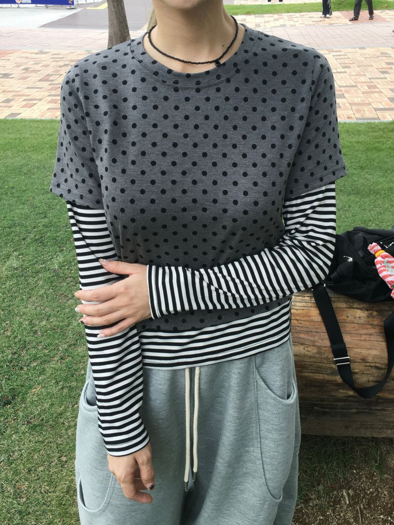 Mocha Dot Layered T-Shirt (2c)