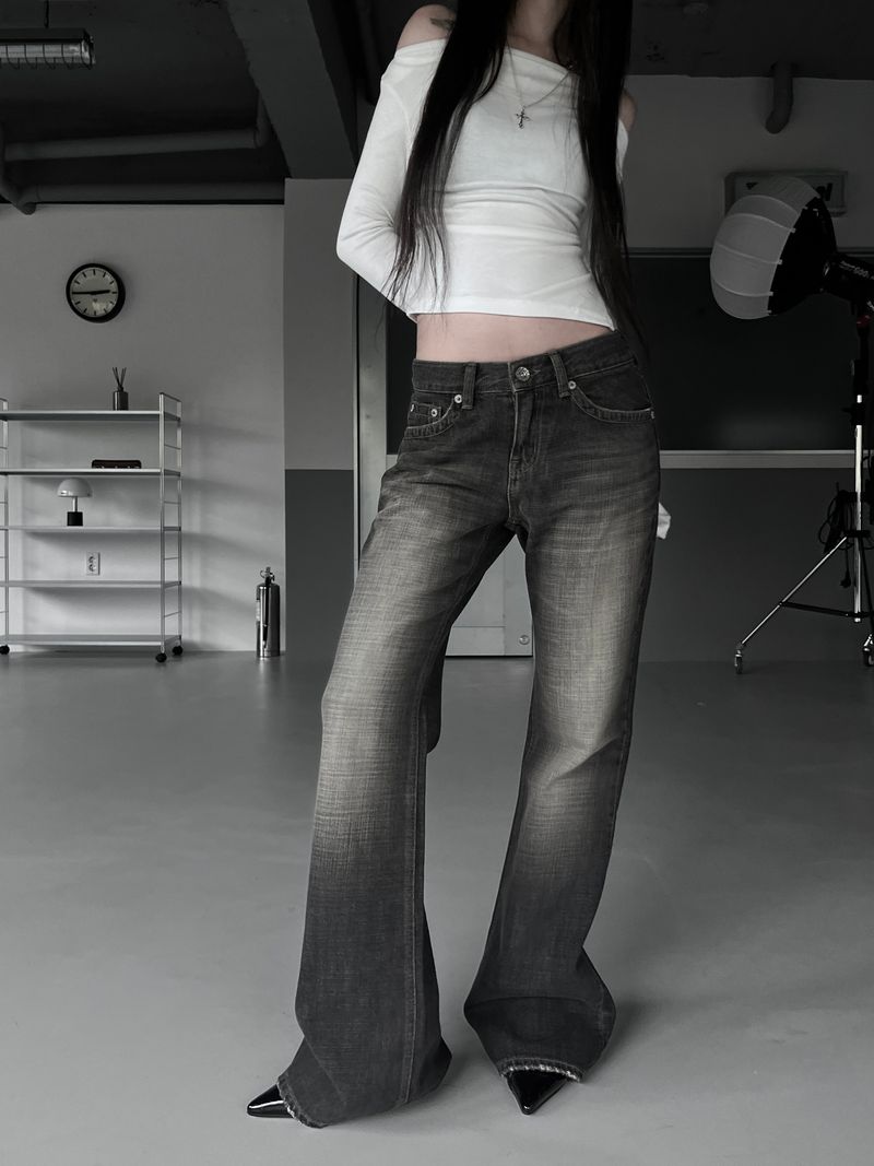 fade washed bootcut denim