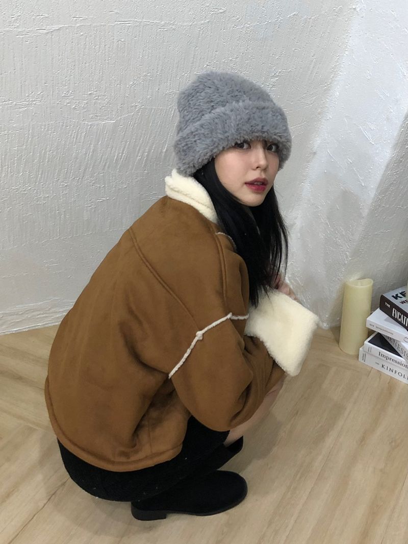 Icy fur beanie