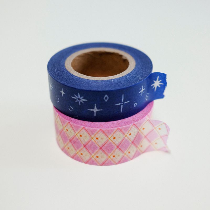 Résépé（レセペ）の「ブルー スパークル ＆ ピンク アーガイル ニット マスキングテープ セット(2 Pieces)（雑貨/ステーショナリー）」