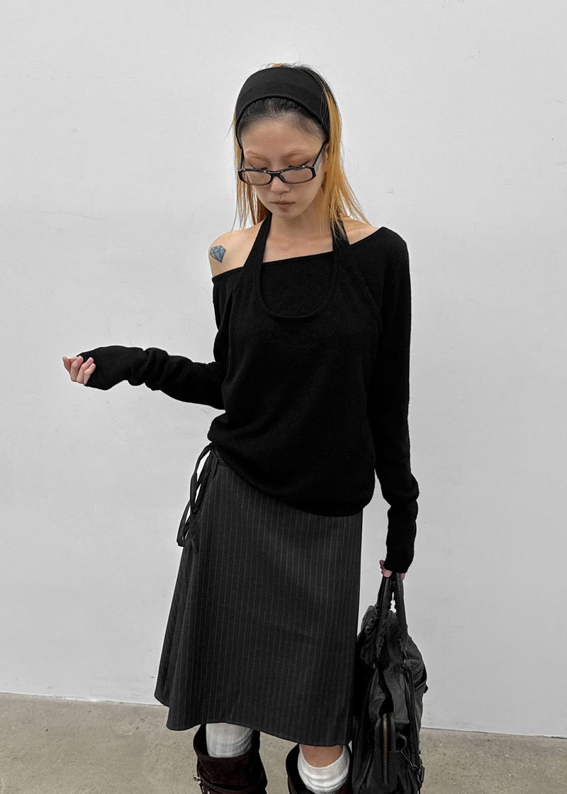 BLACKUP（ブラックアップ）の「[MADE] Yurian Halter Layered Knit（Tops）」