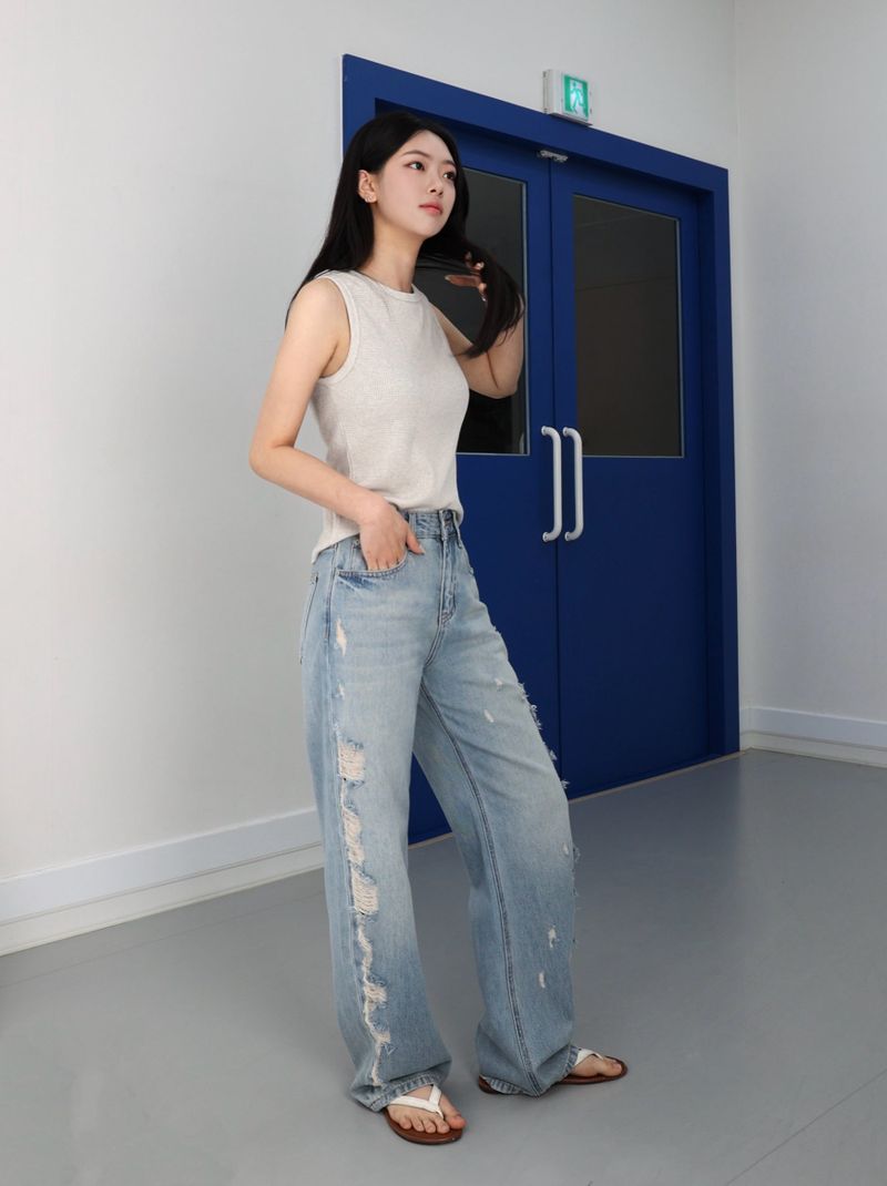 TEEN DESTROYED SLIM WIDE DENIM code 26231