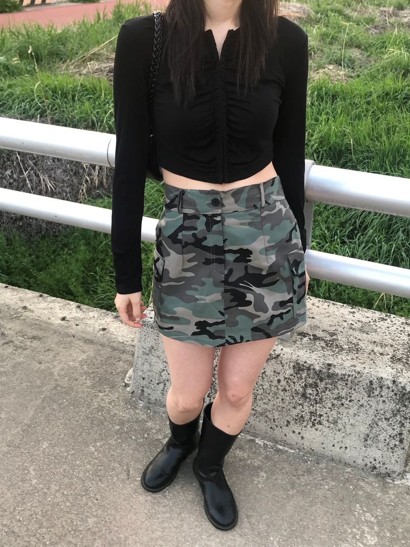 Military cargo mini skirt