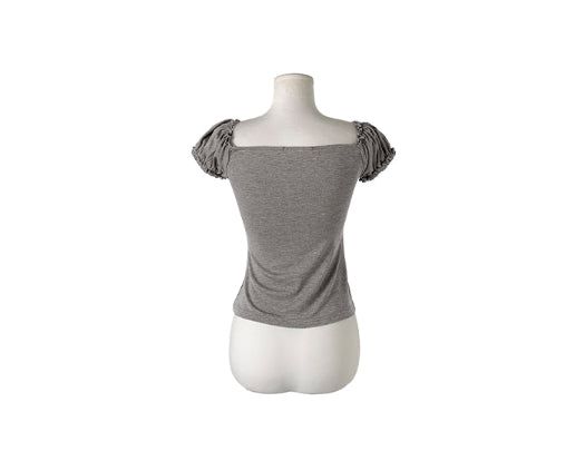 デトシャーリングハートネックレースリボン半袖Tシャツ