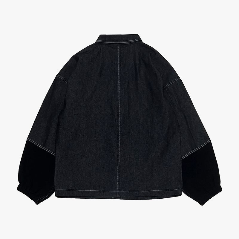 reverse Terry Pocket Denim Jacket_black