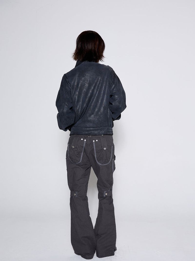 WASHED CARGO BOOTCUT PANTS / CHARCOAL
