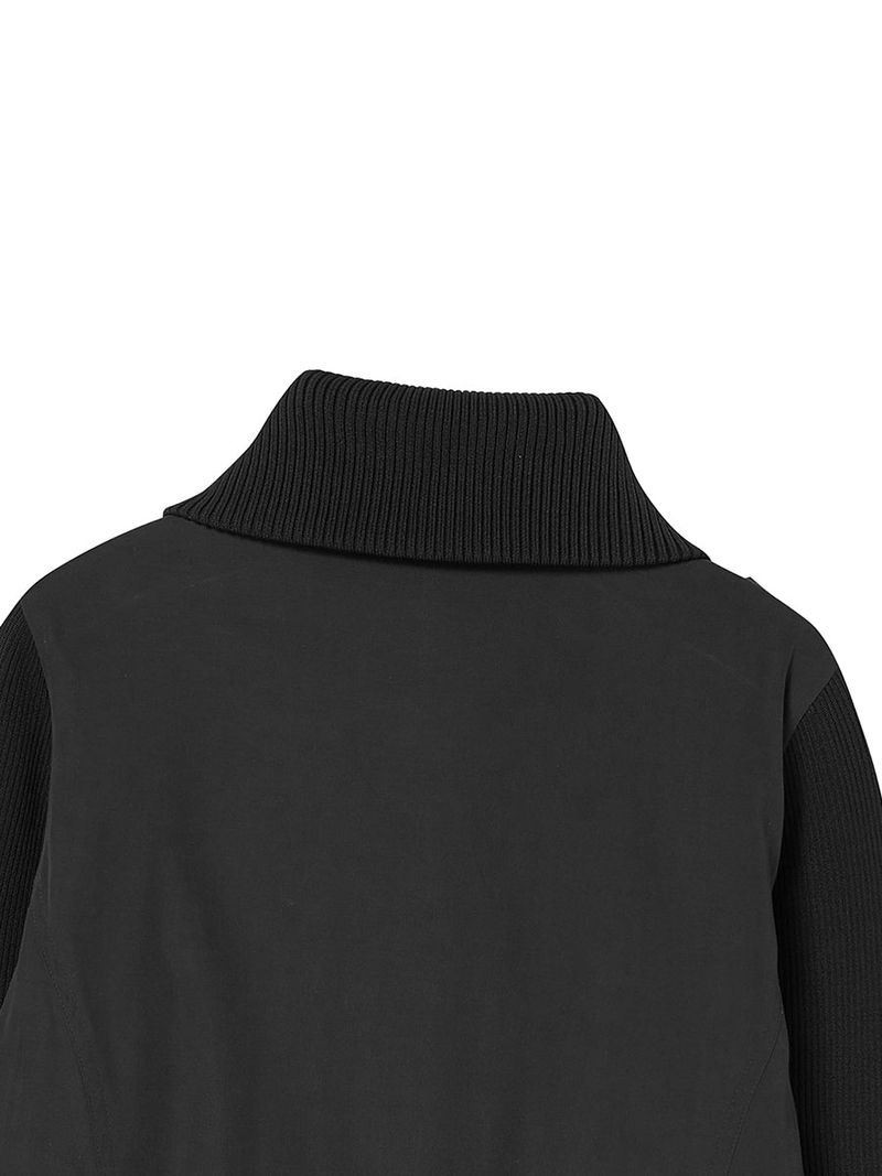 RIBBED HIGH NECK JACKET BLACK