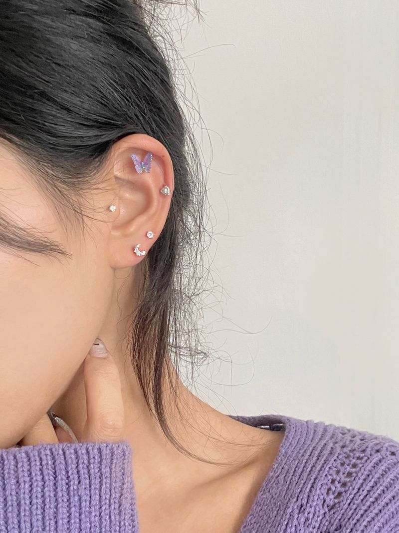 [4 set] Lucid Purple Butterfly Piercing Set