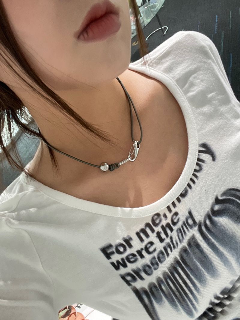 Leather Ball Buckle Necklace