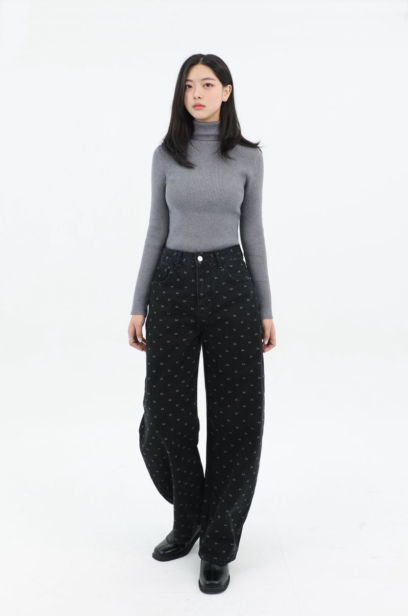 CLOUD FLEECE RIBBON PRINTED CURVED FIT DENIM_BLACK code 26010-1